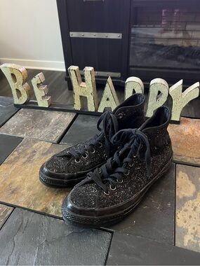 Unisex Women or Men Converse Chucks All Star Black Glitter High-Top Sneakers
